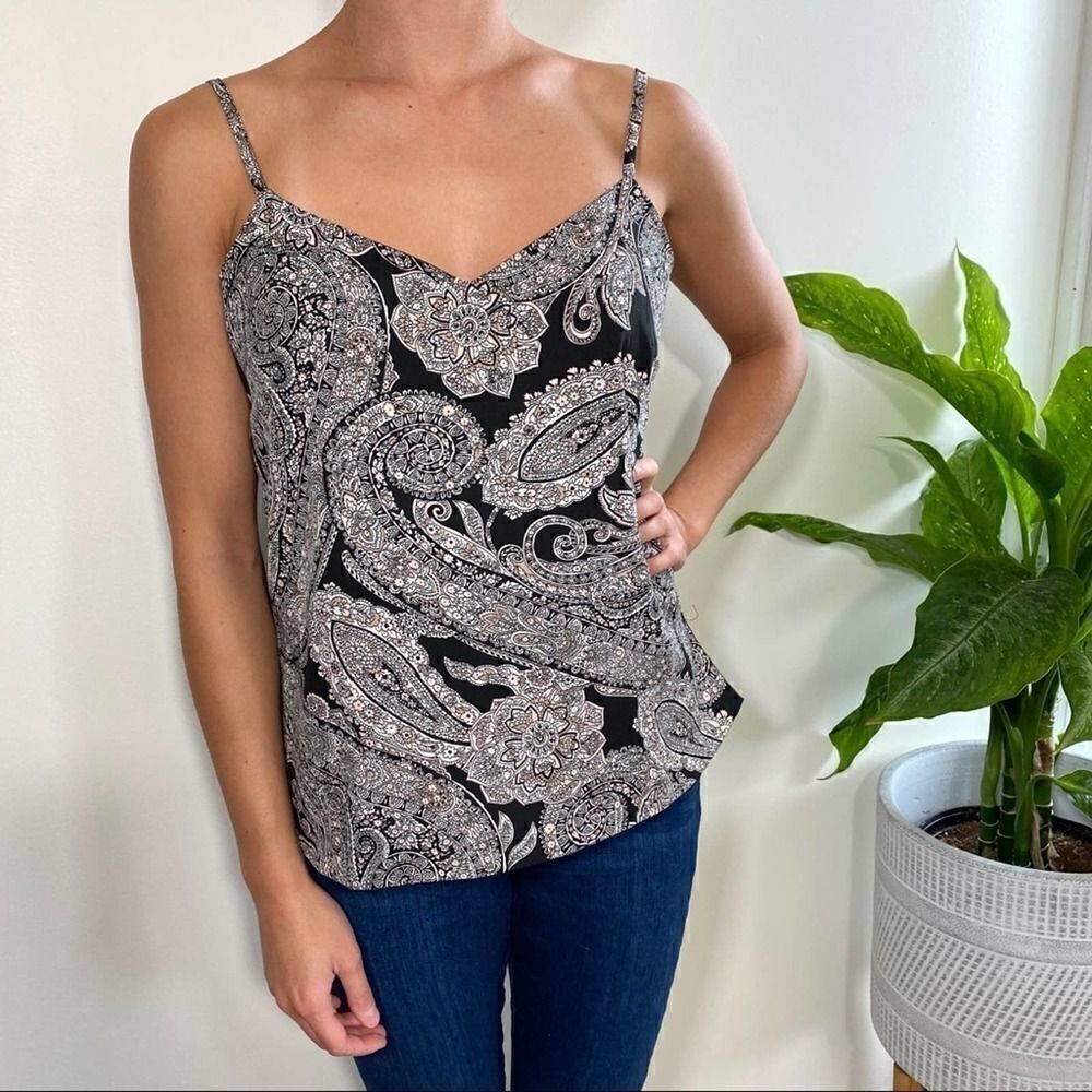 Banana Republic black pink paisley tank top